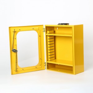 Yellow Steel Management Lockout Station with Two Adjustable Separators GL-03